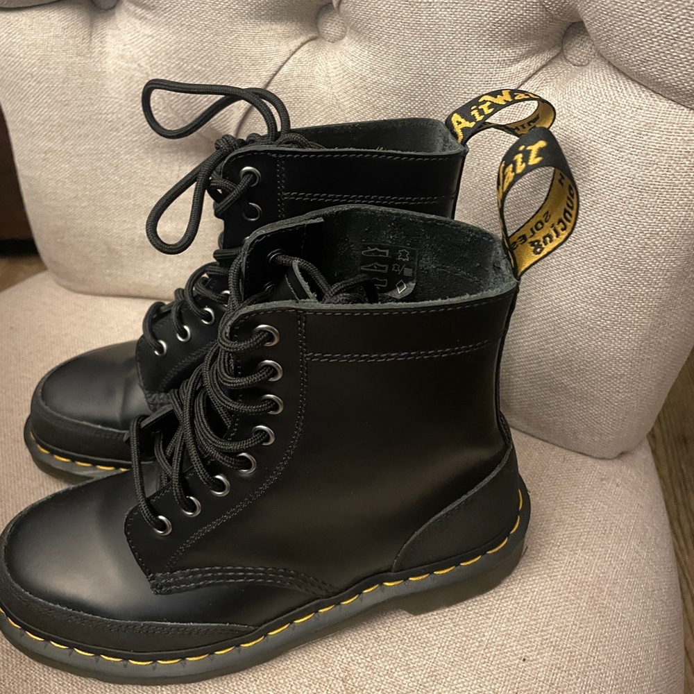 Dr. Martens Black 1460 GUARD PANEL LEATHER LACE UP BOOTS sold out